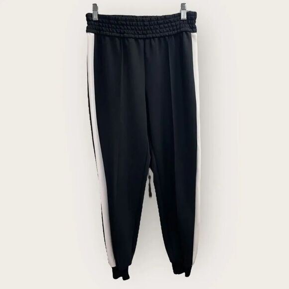 Alice + Olivia Tokyo Hi tech Joggers, Medium. Black, white stripe. track pants - Picture 12 of 14